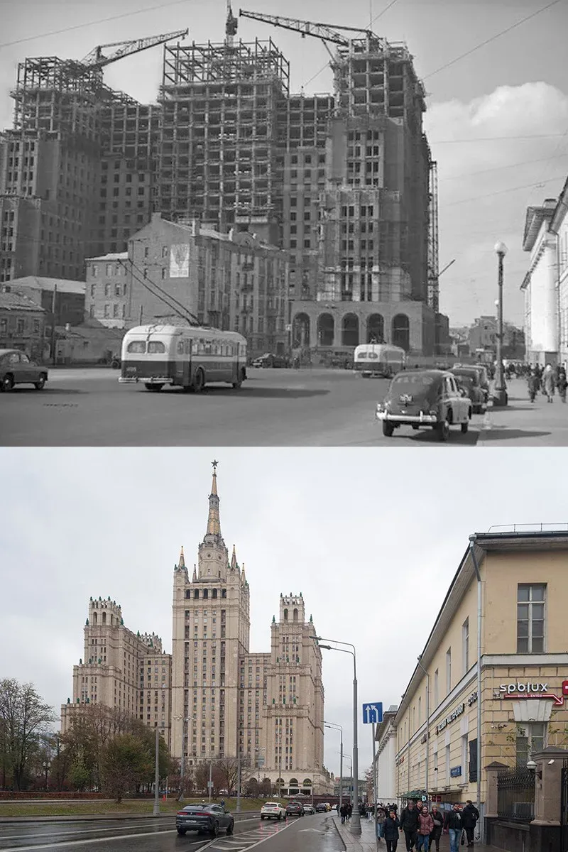 📍Высотное здание на Кудринской площади.   1951/2025 год.  💡На фотографии 1951 года изображён вид с Б