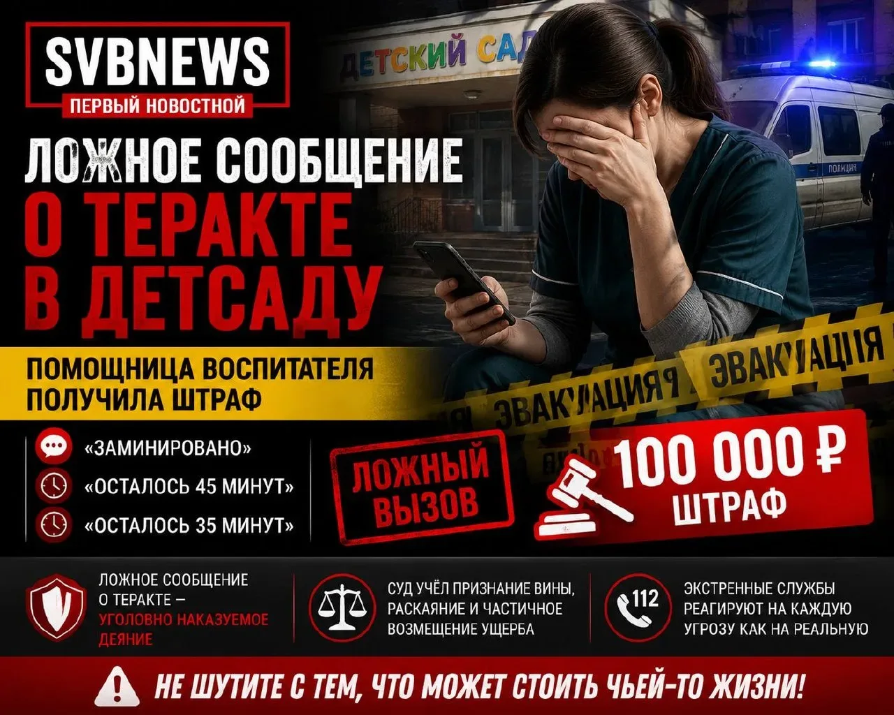 Помощницу воспитателя в Благовещенске оштрафовали за ложное сообщение о «минировании» детсада  Благо