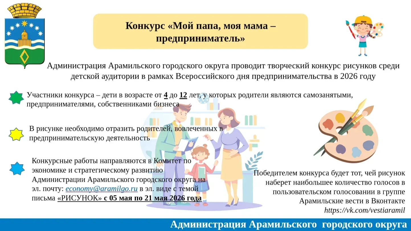 Творческий конкурс рисунков для детей в рамках Всероссийского дня предпринимательства 2026  Админист