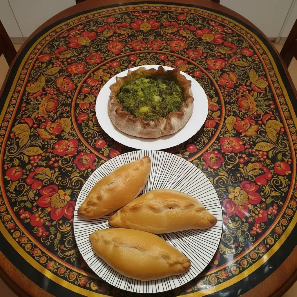 Сегодня дома испёк пирожки с мясом, а ещё пирог с картошкой, шпинатом и грибами.  Выпечку делал для 