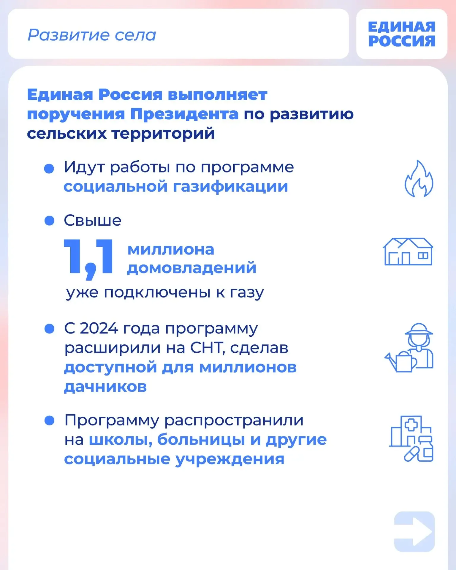 Народная Программа Единой России помогает в развитии сельских территорий. Продолжаются работы по соц