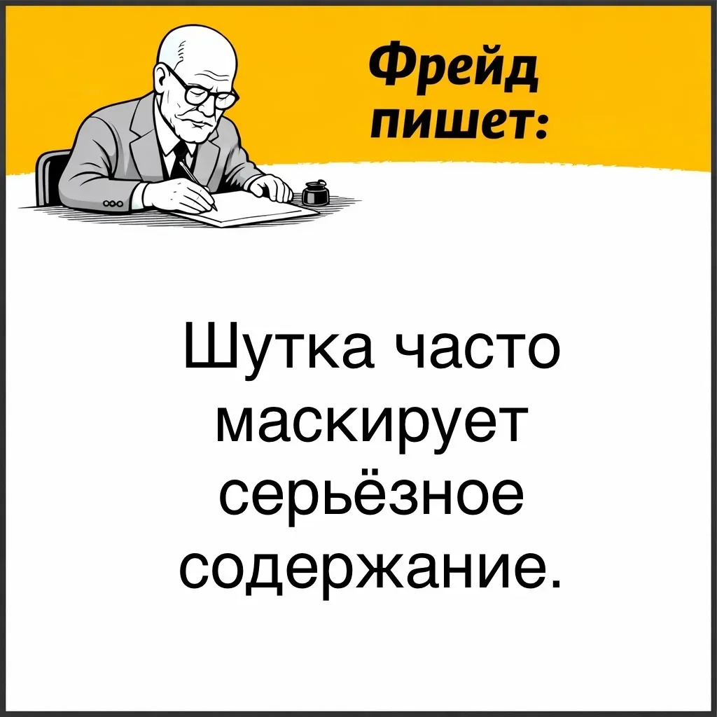Фрейд считал, что за юмором часто скрываются чувства, о которых трудно говорить прямо. Шутка позволя