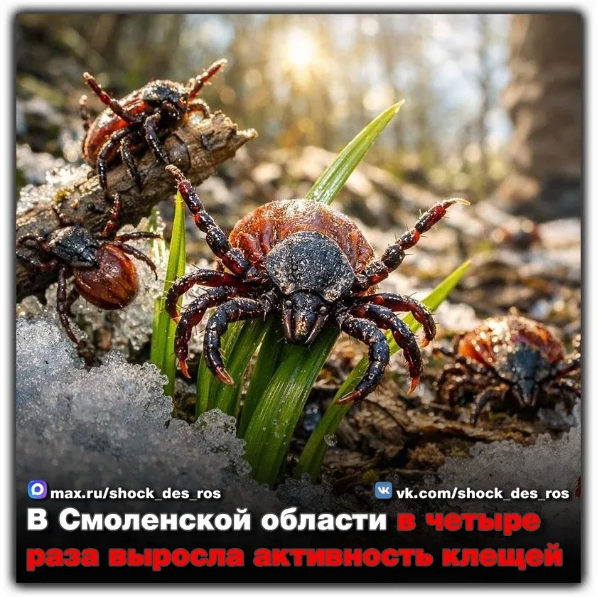 🔴 В Смоленской области в четыре раза выросла активность клещей  В Смоленской области за минувшую нед