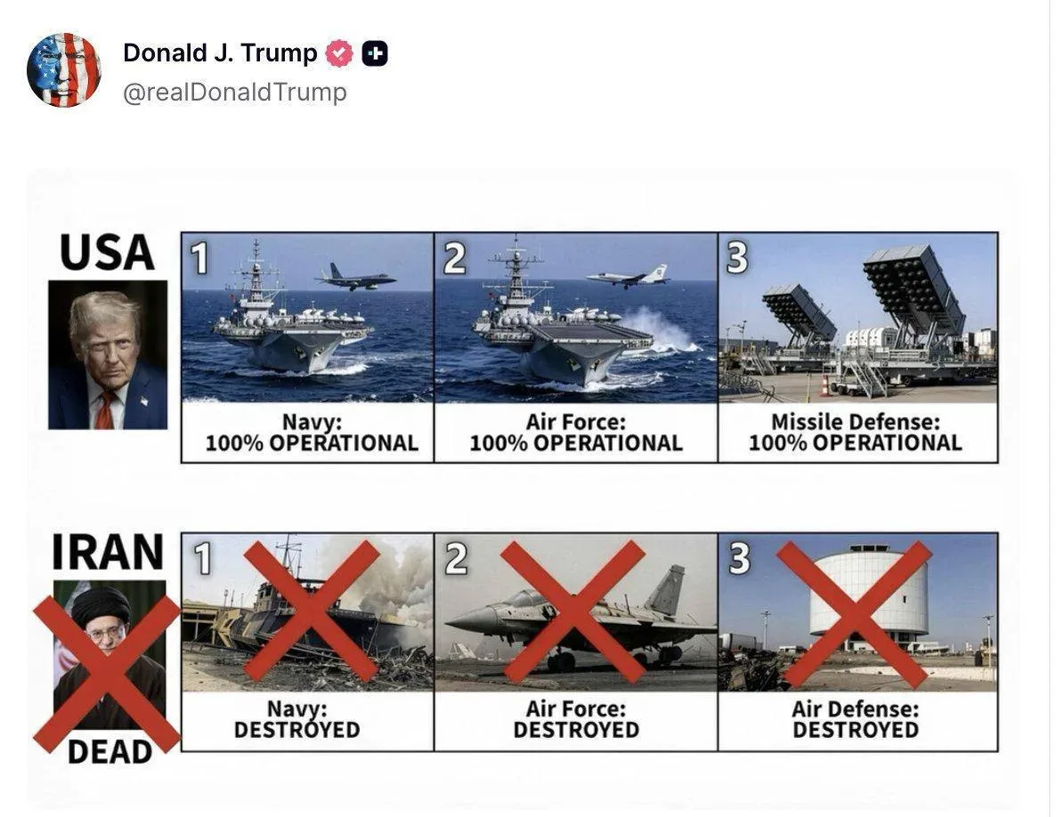 Дональд Трамп запостил фото, на котором он хвастливо показал, что есть у него, и чего ,якобы, нет у 