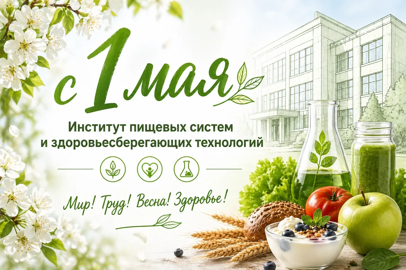 🌱 С праздником Весны и Труда! С 1 Мая!  Дорогие студенты, преподаватели и сотрудники! Поздравляем ва