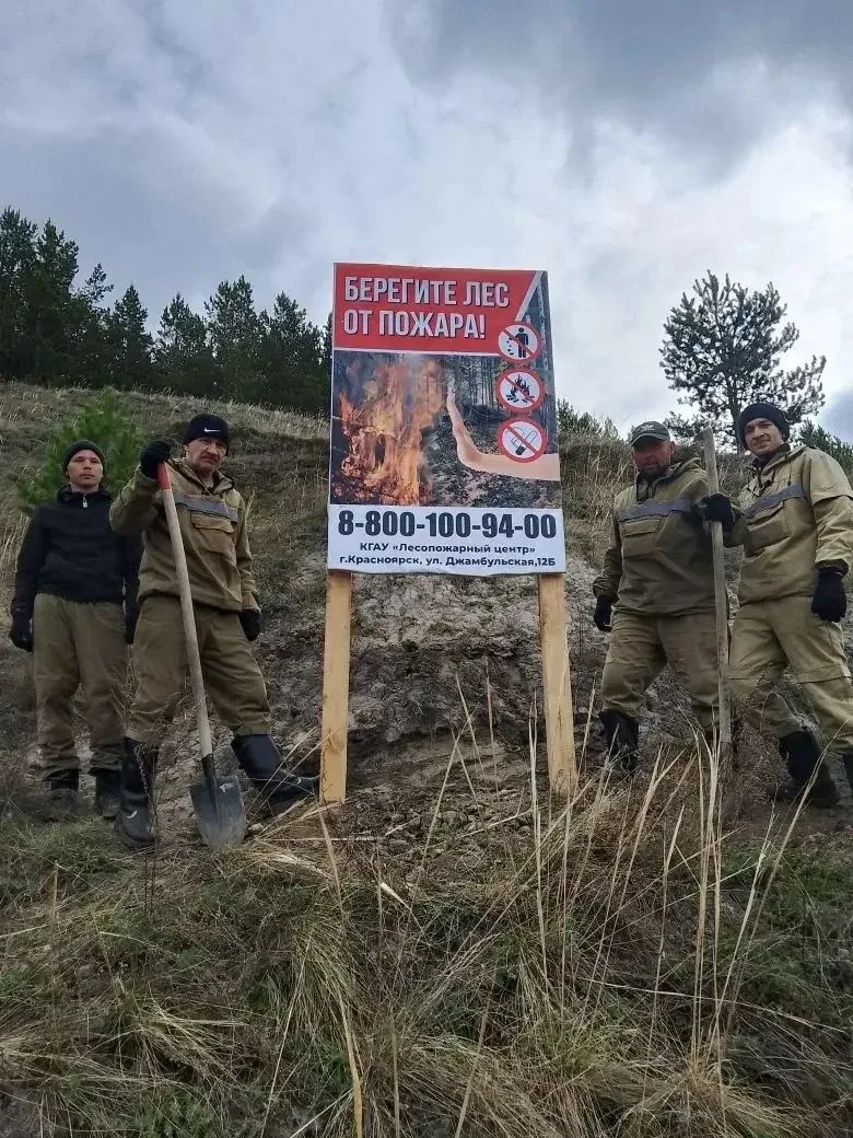 Установка противопожарных аншлагов.  Лесные пожарные устанавливают противопожарные аншлаги, содержащ