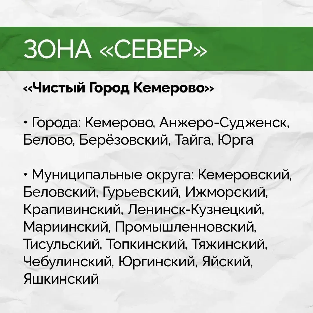 В Кузбассе за обращение с ТКО отвечают два региональных оператора: «Чистый Город Кемерово» (зона «Се