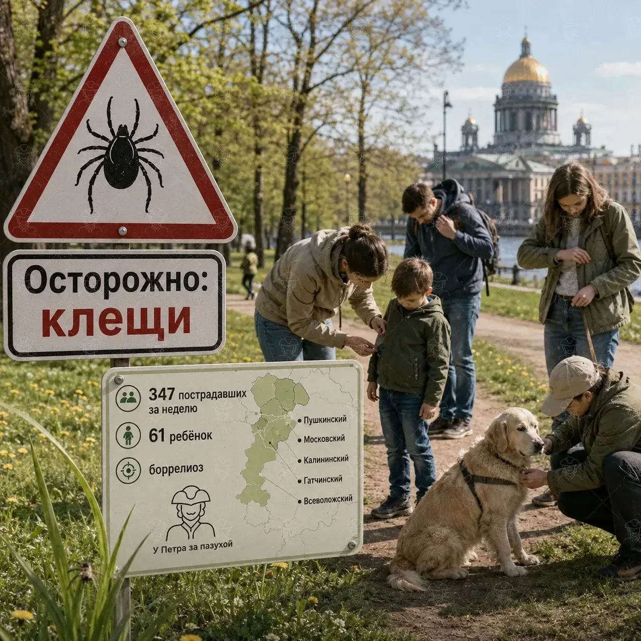 🕷 Клещи вышли на сезонную охоту  В Петербурге и Ленобласти за неделю от укусов клещей пострадали 347