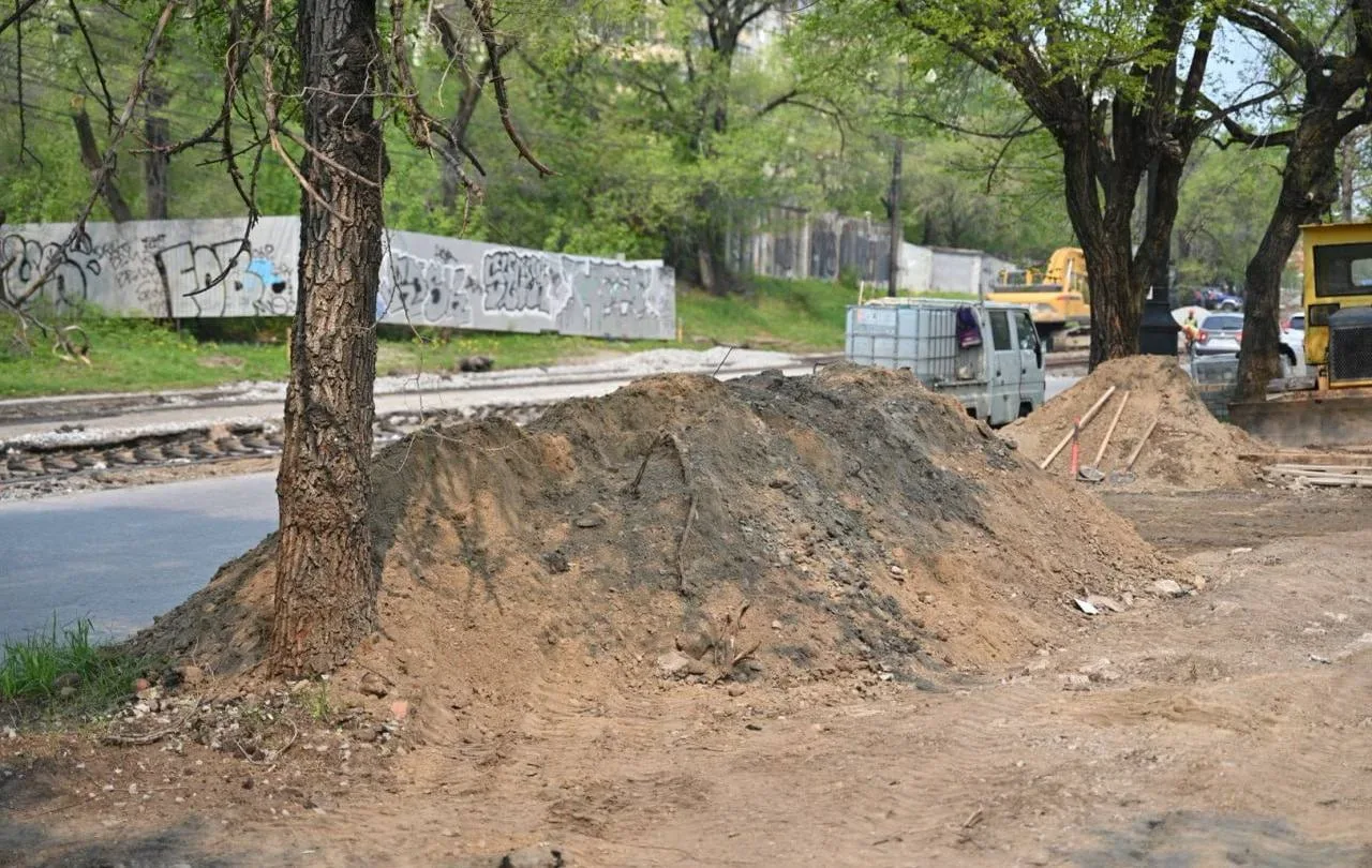 На Шеронова в Хабаровске затянулся ремонт тротуара после вскрытия пешеходной зоны  Жители просят уск
