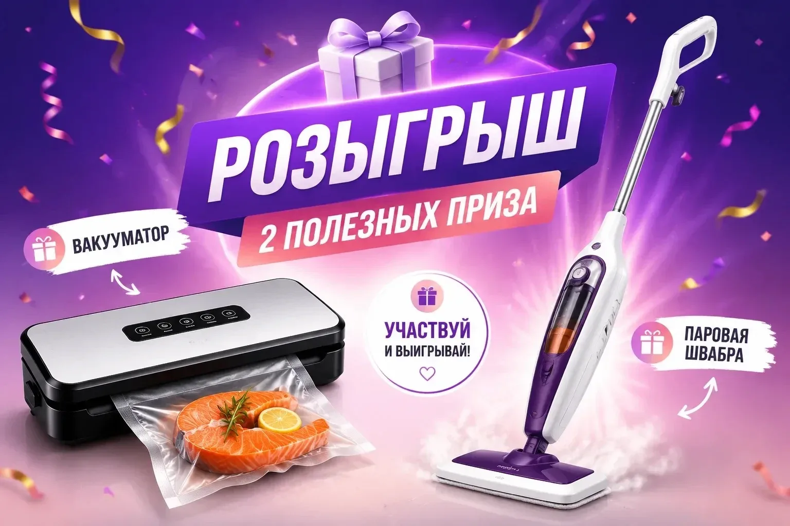 🎁 ДАРИМ ПОЛЕЗНЫЕ ПОДАРКИ 🎁  МЫ С ДЕВОЧКАМИ ДАРИМ ВАМ ВАКУУМАТОР И ПАРОВУЮ ШВАБРУ.   Условия очень пр