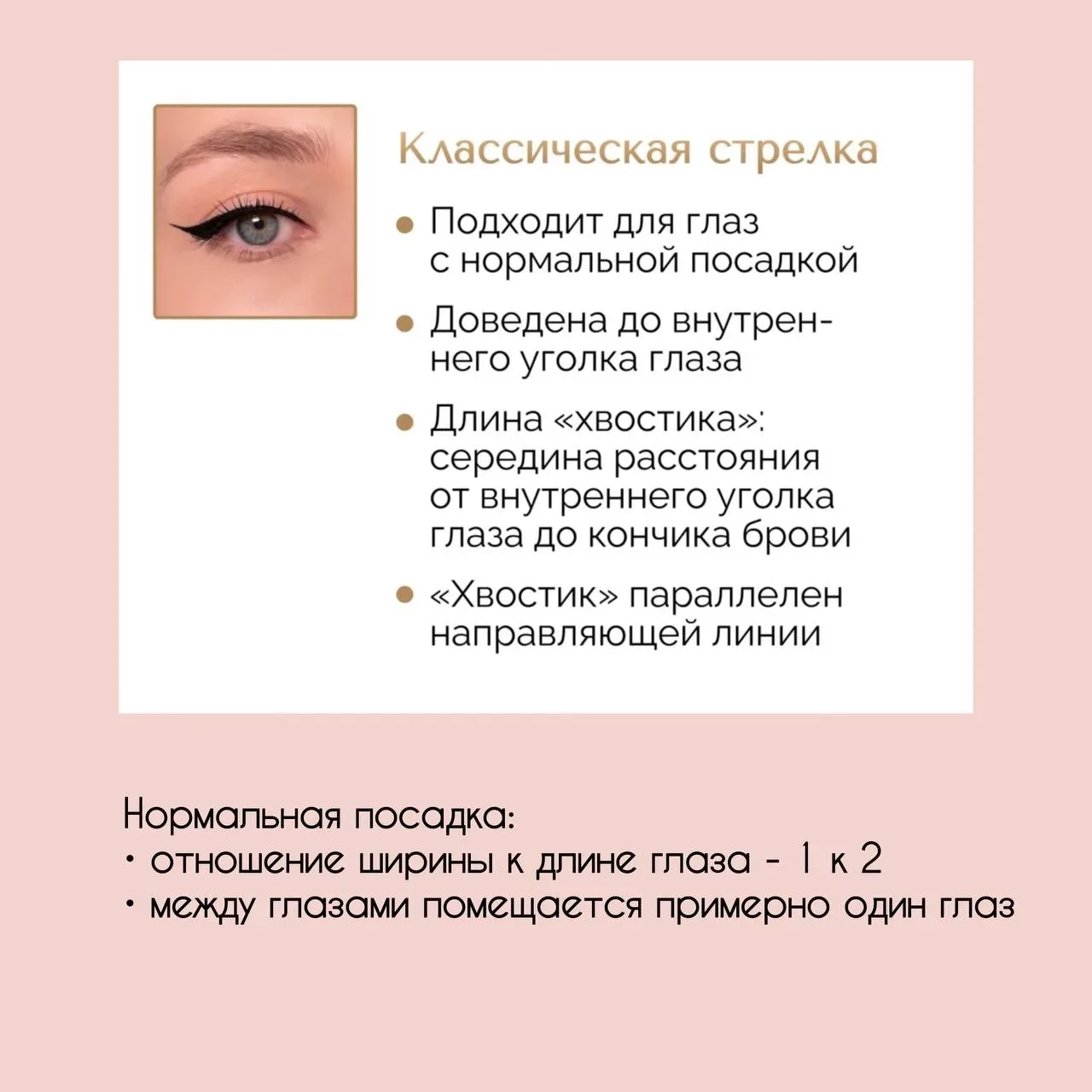 Как найти свою схему макияжа?  В карточках на примере стрелочек показала, как зависит макияж глаз от