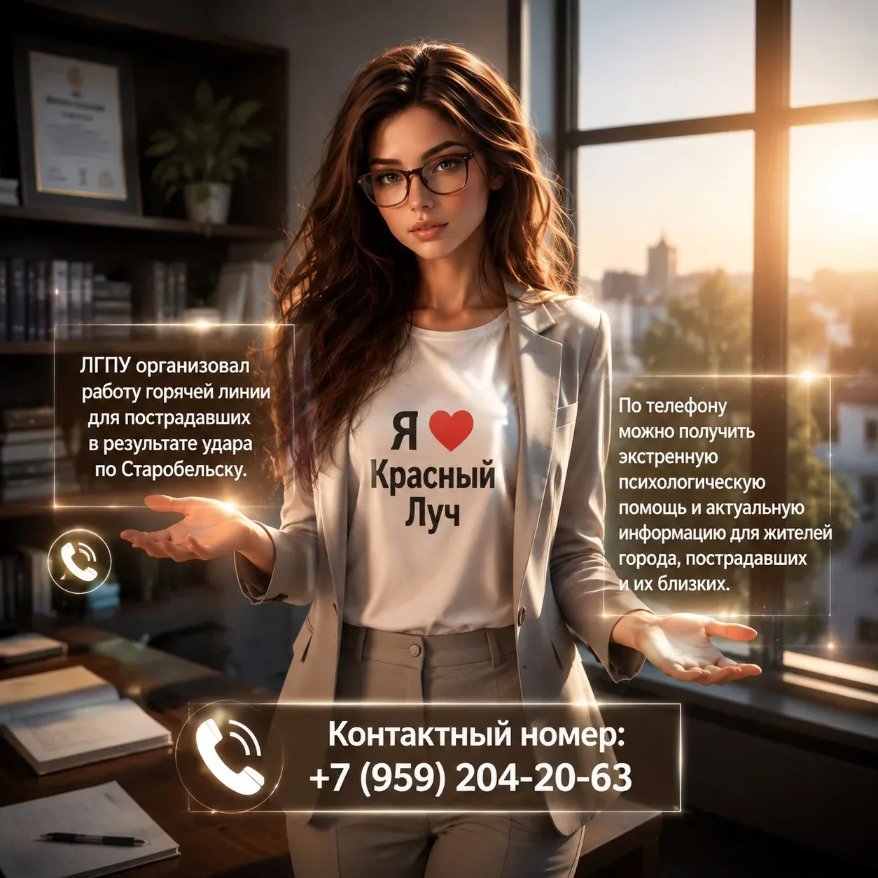 ЛГПУ организовал работу горячей линии для пострадавших в результате удара по Старобельску.  По телеф