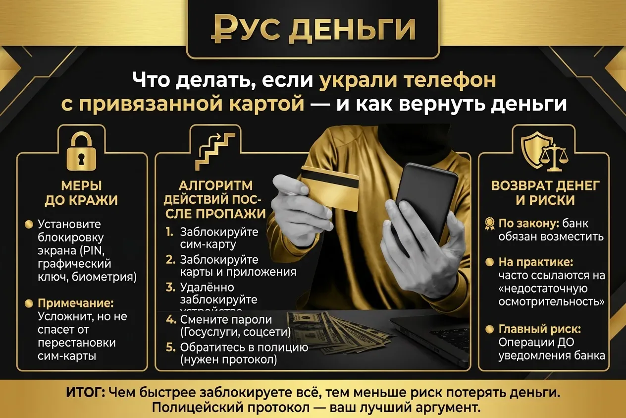 Что делать, если украли телефон с привязанной картой — и как вернуть деньги  Самое неприятное — когд