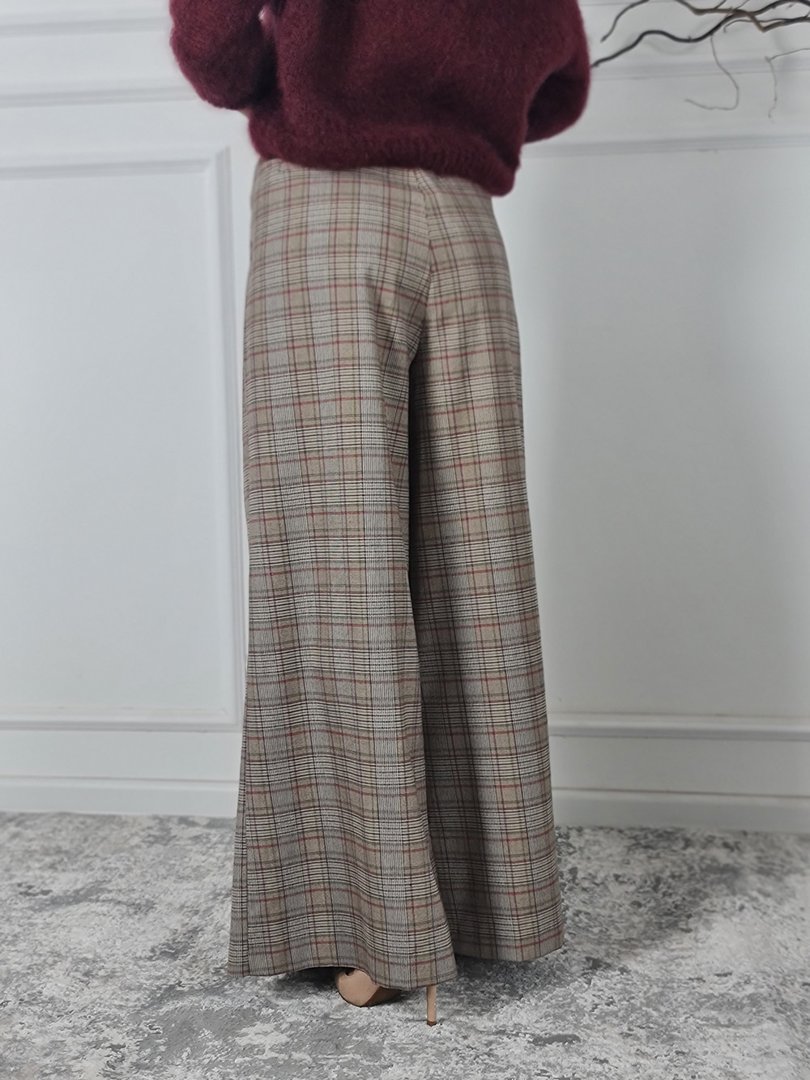 Брюки Imperial палаццо с ремнем в клетку серые, фотография №3