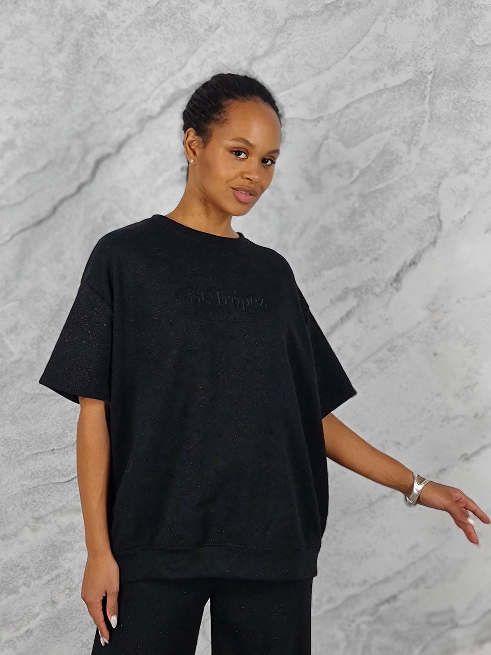 Костюм MOOIJ с блестками футболка и брюки черный, фотография №4