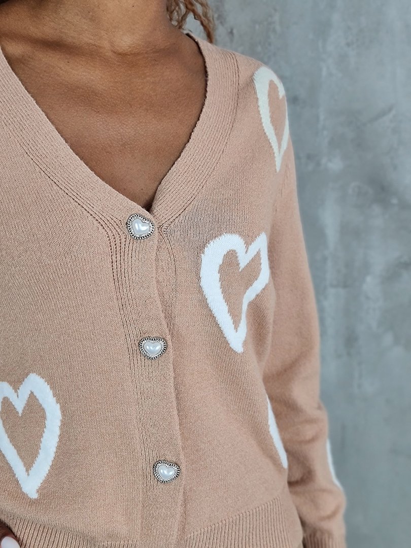 Кардиган J-Clair с сердечками песочный, фотография №4