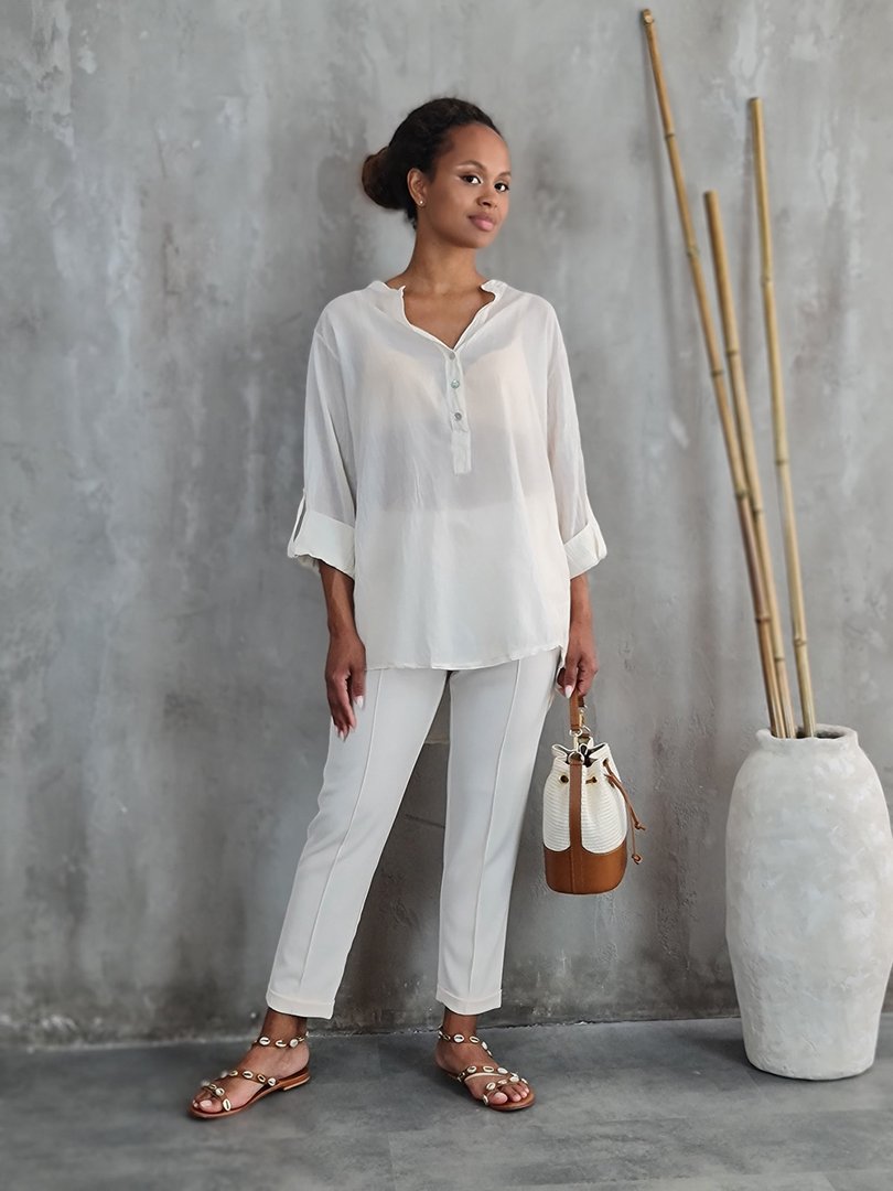 Рубашка STAR с кружевом на спине кремовая, фотография №2