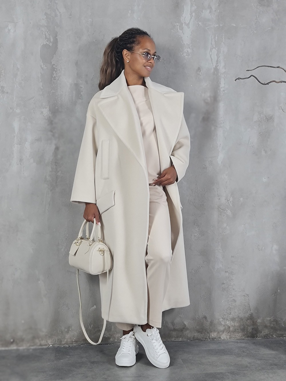 Пальто Imperial oversize с карманами молочное, фотография №5