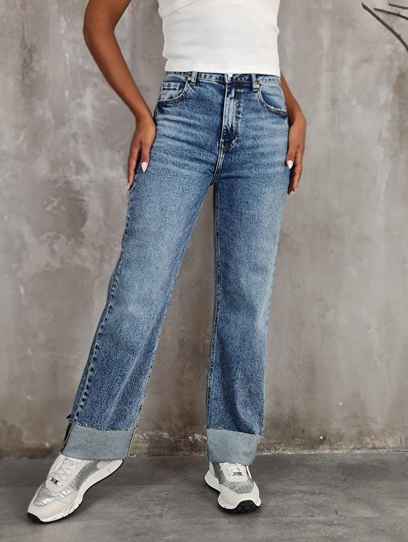 Джинсы Miss Bonbon с подворотами синие, фотография №1