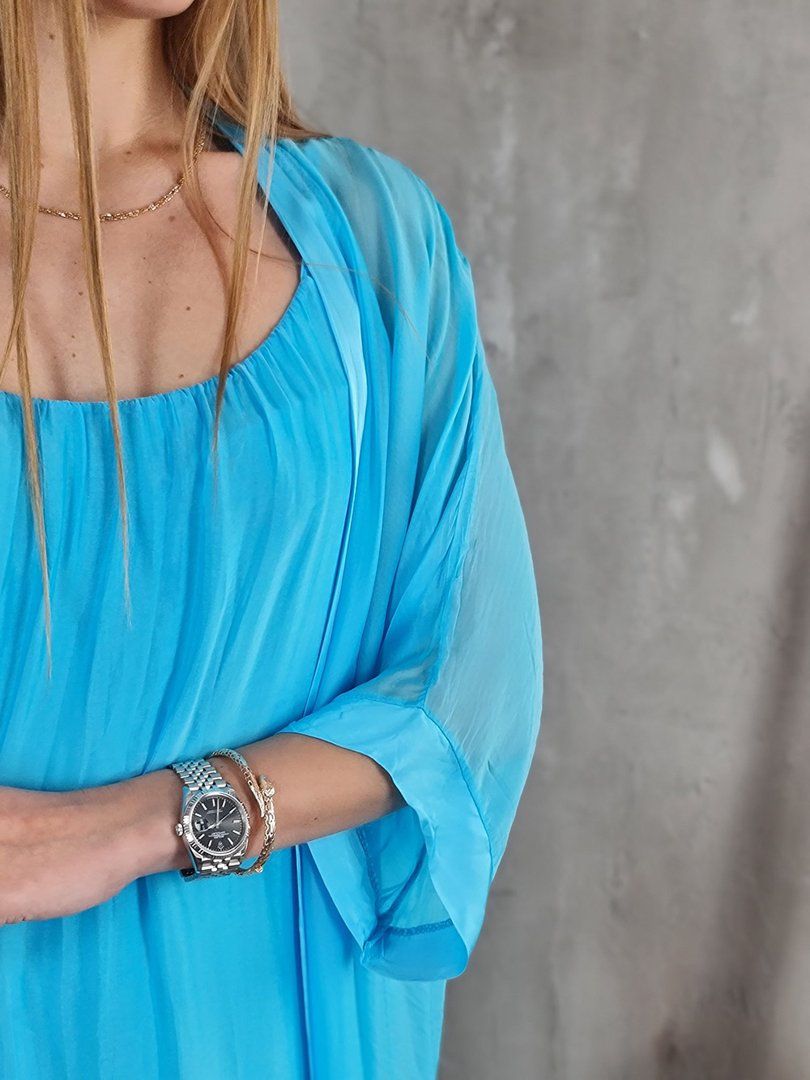 Накидка Silk New шелковая бирюзовая, фотография №3