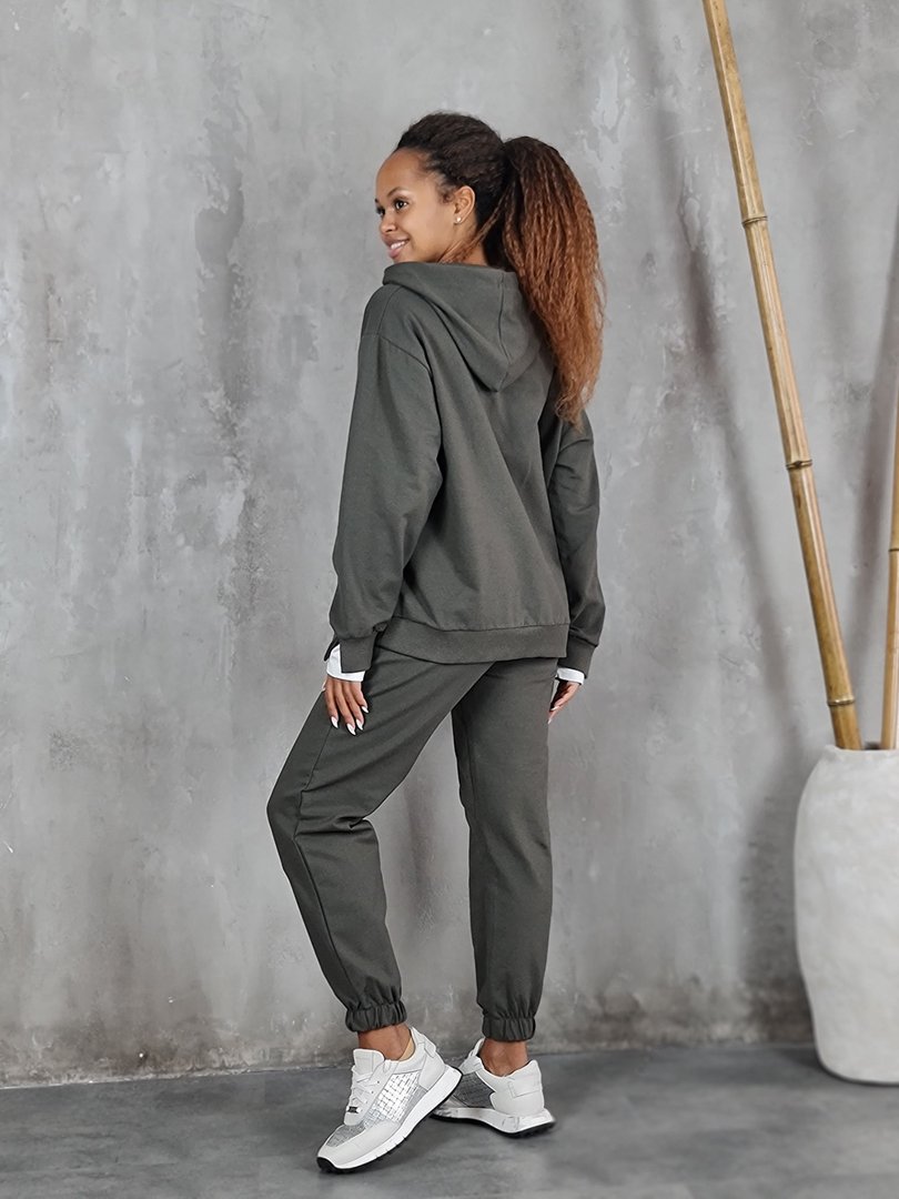 Костюм One Love худи с капюшоном и брюками хаки, фотография №3