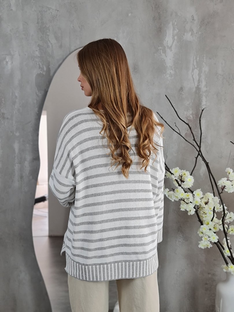 Джемпер Please в серую полоску белый, фотография №3