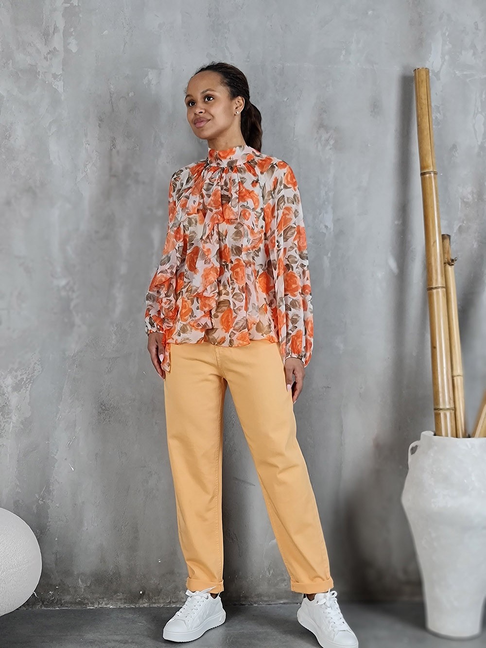 Джинсы Almanegra с подворотами оранжевые, фотография №2