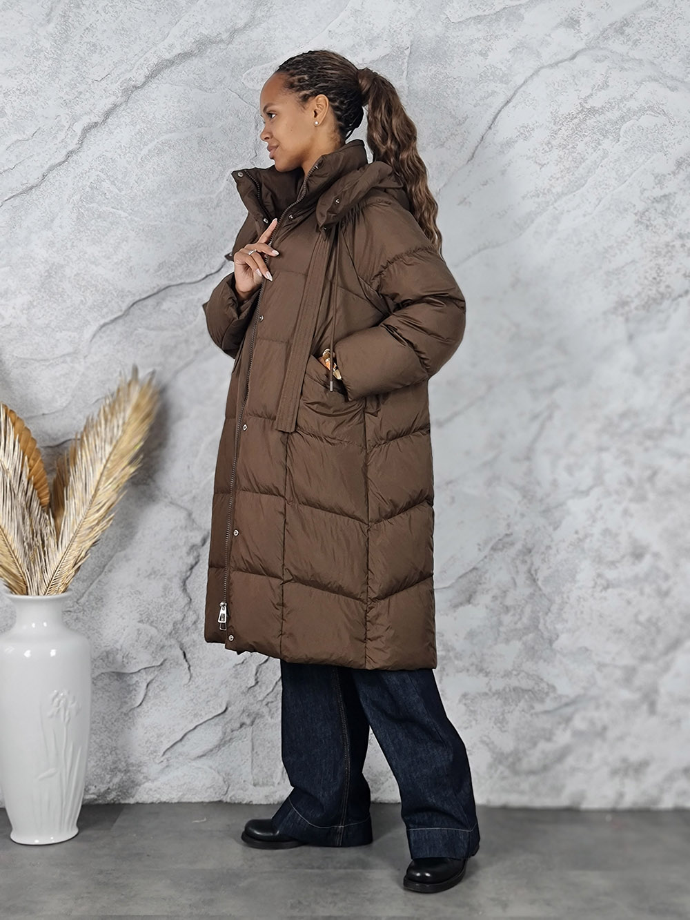 Пуховик Please длинный шоколад, фотография №3