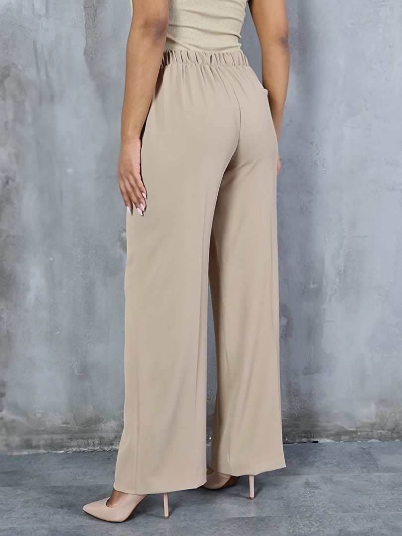 Брюки Imperial палаццо с карманами на резинке песочные, фотография №5