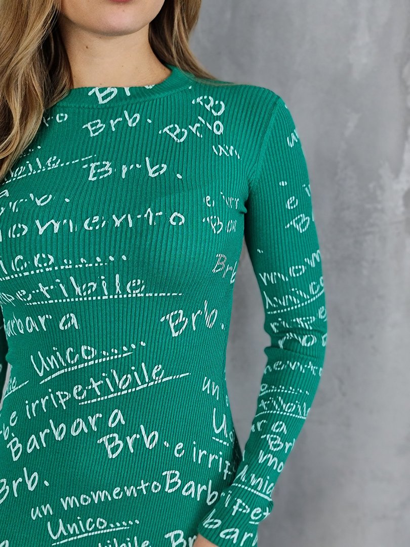 Платье Barbara Alvisi облегающее с надписями зелёное , фотография №5