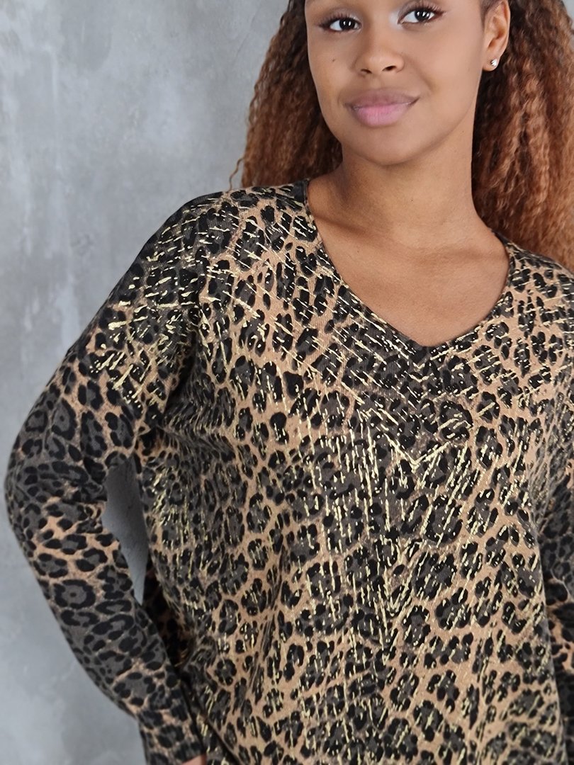 Джемпер Lara с леопардовым принтом песочный, фотография №4
