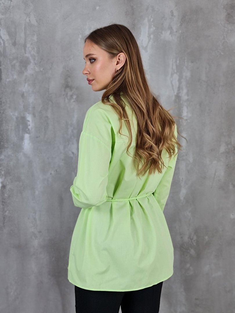 Рубашка MOCHY с большим цветком и завязками на шее лайм, фотография №3