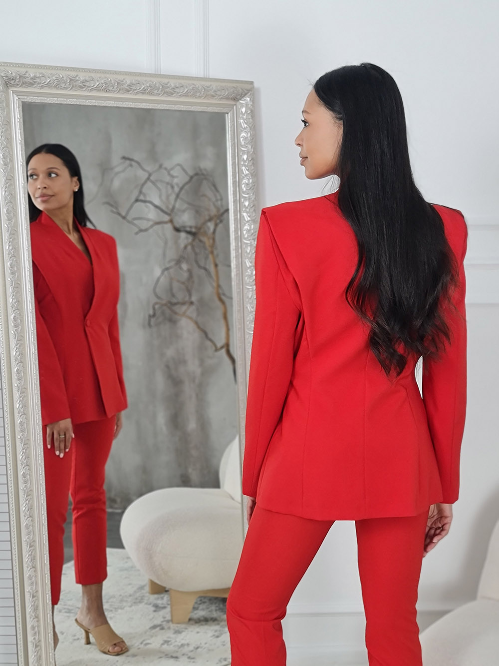 Пиджак Imperial приталенный на одной пуговице красный , фотография №4