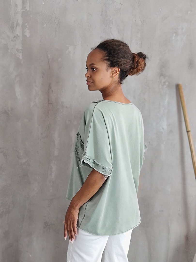 Футболка STAR с кармашком на груди зеленая, фотография №3