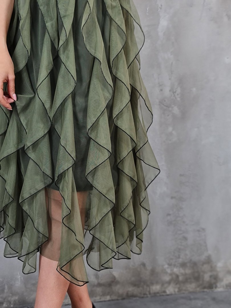 Юбка MIHO'S с рюшами хаки, фотография №4