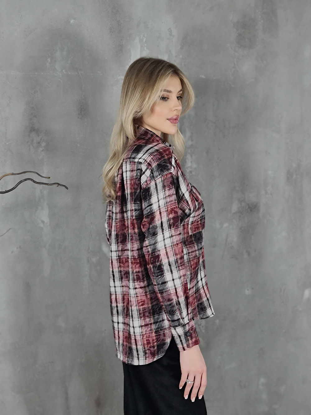 Рубашка с варёным эффектом Imperial в клетку красная, фотография №3