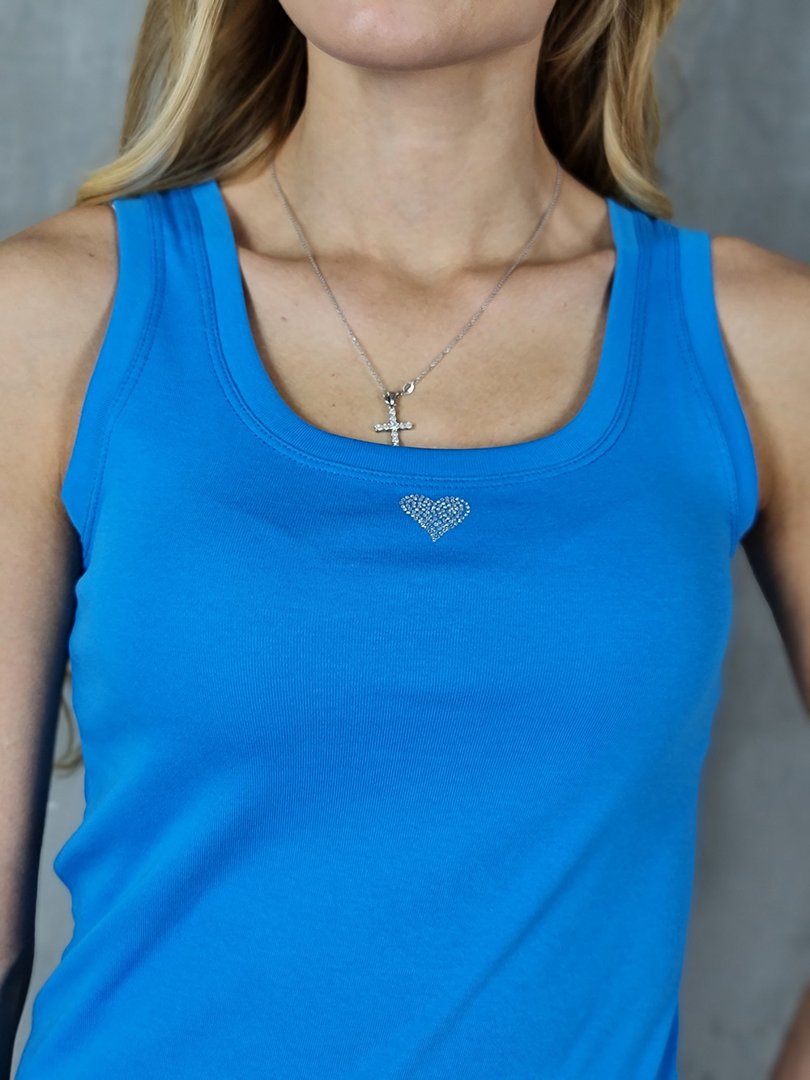 Топ Miss Kiss с маленьким сердечком на груди синий, фотография №2