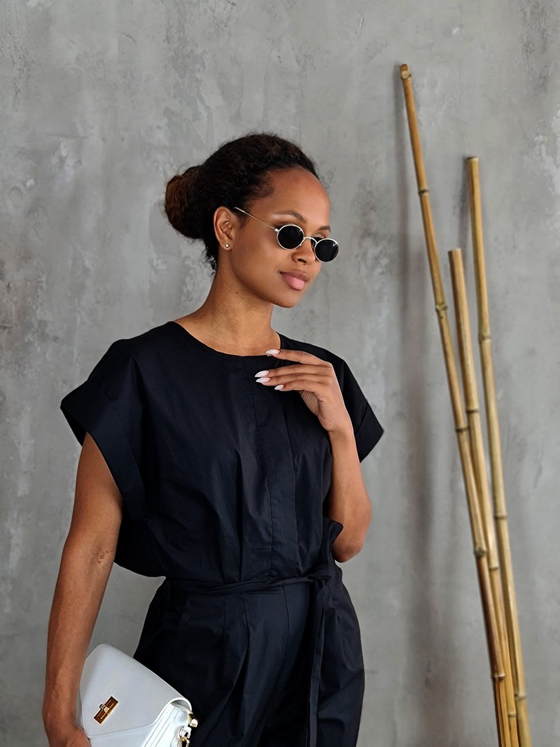 Комбинезон Souvenir с поясом черный, фотография №4