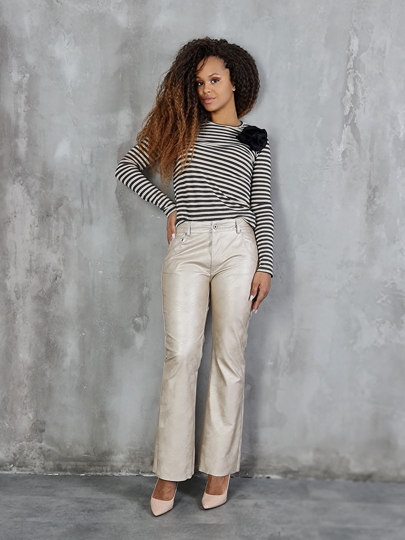 Брюки Please экокожа бежевые, фотография №2