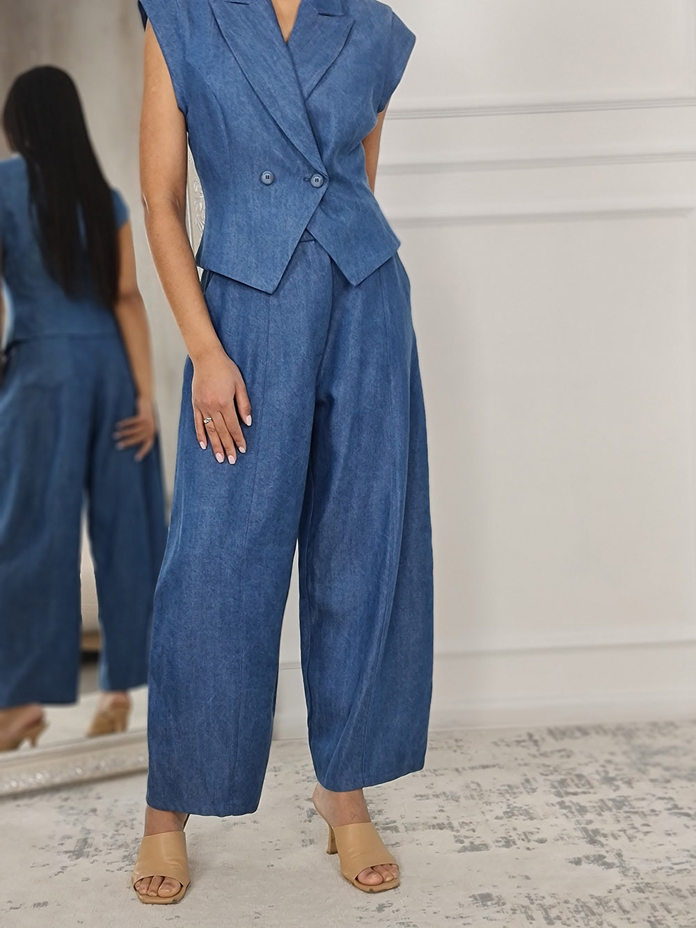 Костюм Imperial под джинсу жилет и брюки синий , фотография №2