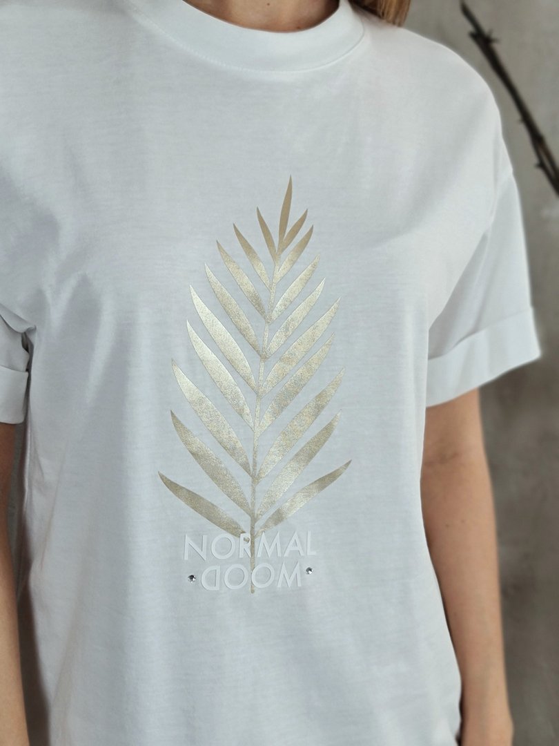 Футболка Imperial принт золотистая веточка Normal mood белая, фотография №4