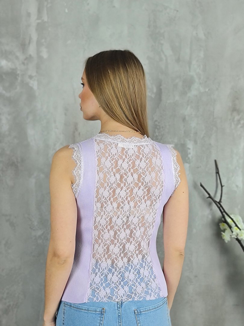 Топ MOCHY с прозрачной кружевной спинкой лавандовый, фотография №2