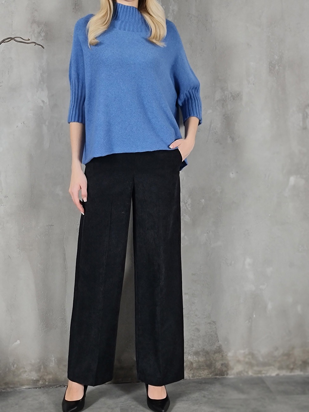 Брюки на резинке Imperial вельвет черные , фотография №1