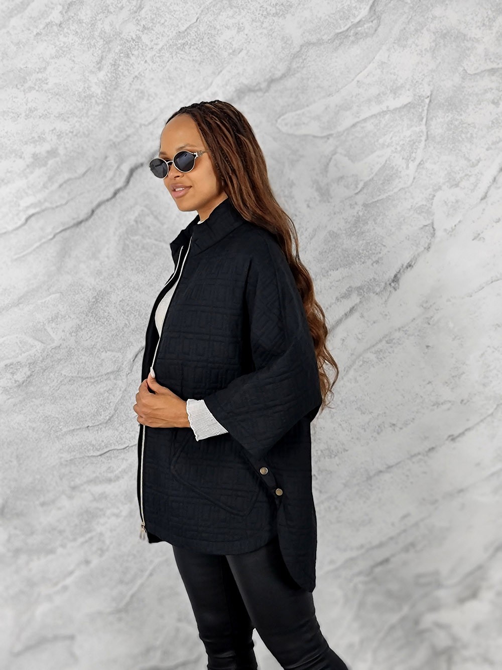 Куртка Monte Cervino рукава летучая мышь стеганный черная, фотография №2