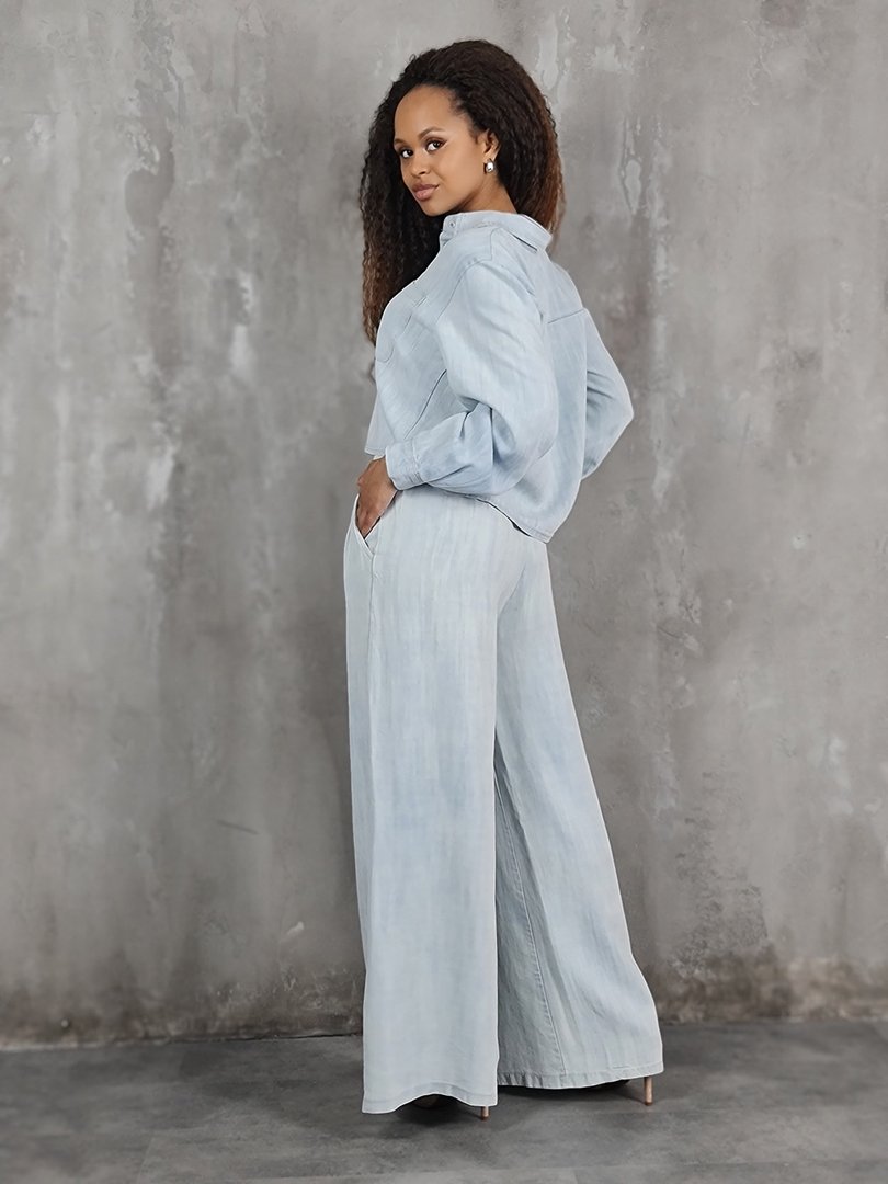 Костюм J&J Couture рубашка и брюки голубой, фотография №2