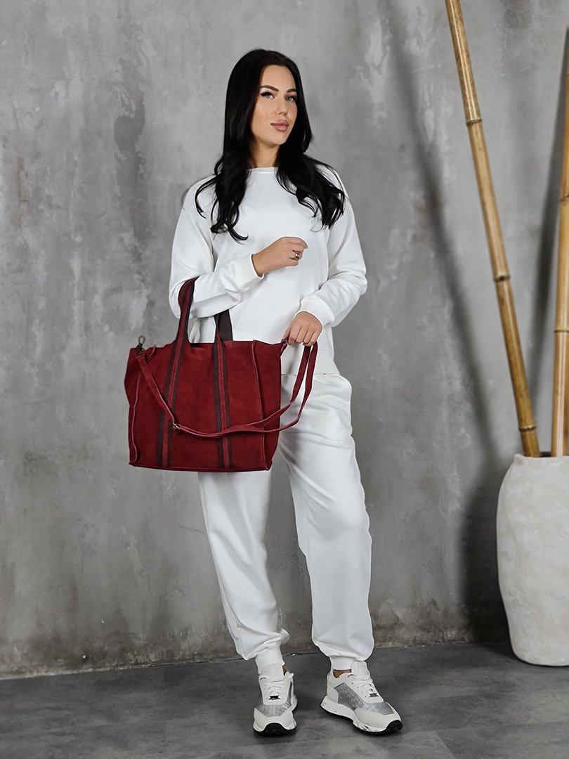 Сумка-шоппер нат.замша бордо , фотография №2