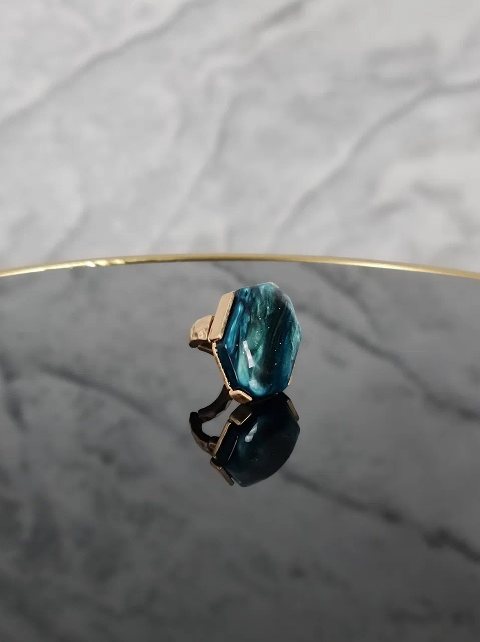 Кольцо YILI ACCESSORI с камнем малахит, фотография №5