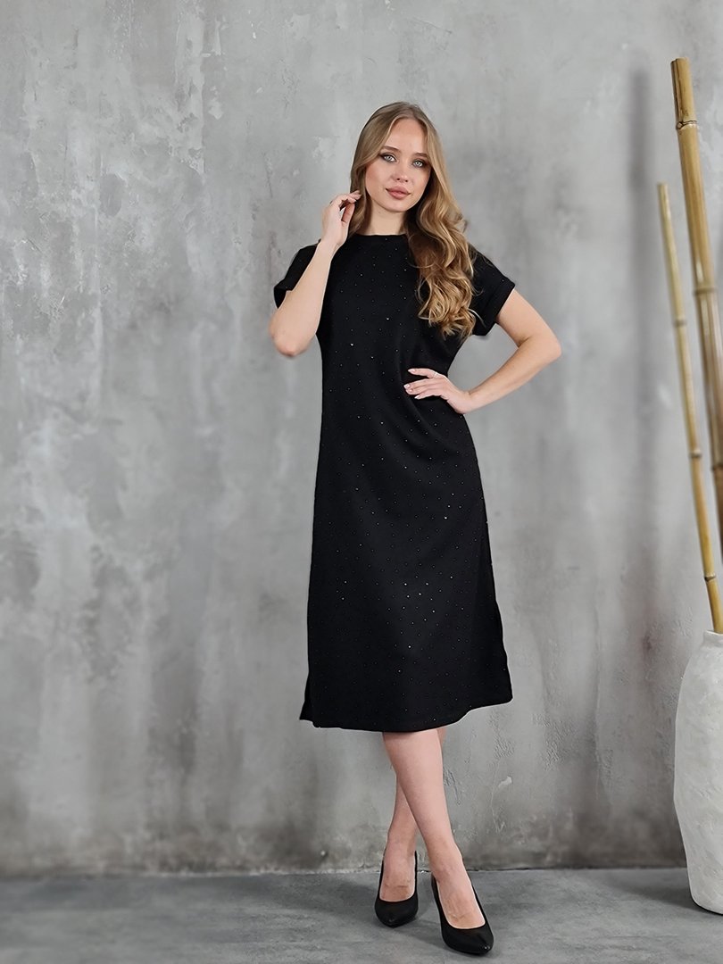 Платье ELSA.M со стразами черное, фотография №2