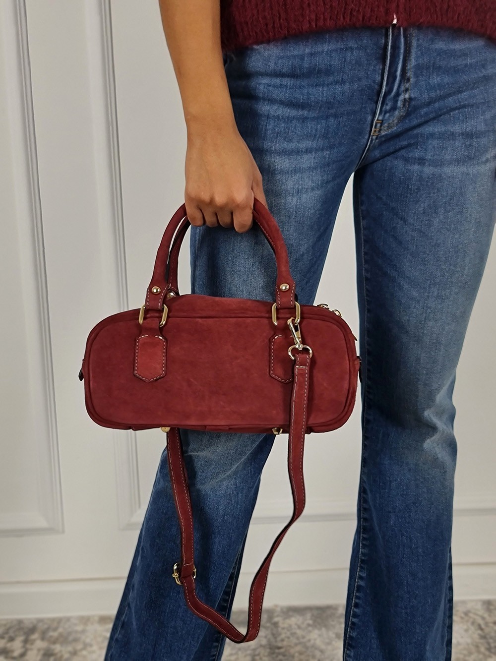 Сумка My Little Italy натуральная замша маленькая винная, фотография №3