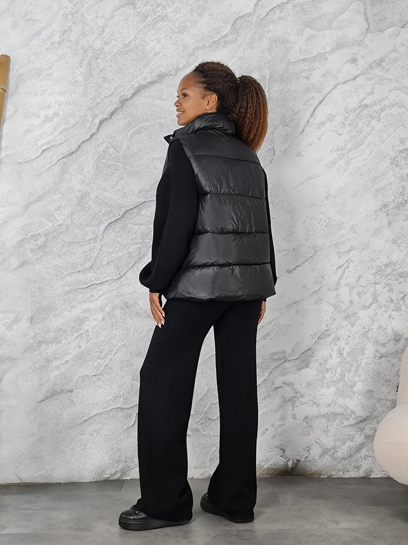 Костюм Lara тройка жилет джемпер брюки черный, фотография №3